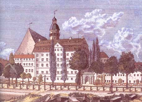 Bach's Thomasschule building from outside the city wall - St Thomas School