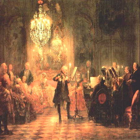 Sans Souci, Potsdam. King Frederick playing the flute